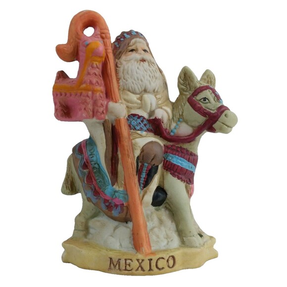 Santa’s of the Nations Hand Painted Porcelain Figurine Mexico 1991 Christmas - Picture 1 of 8